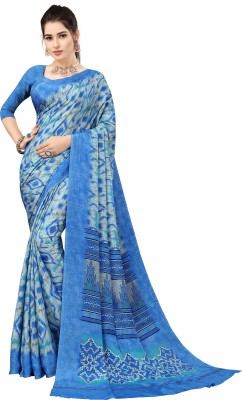 Gaurangi Creation Printed Daily Wear Crepe Saree(Blue)