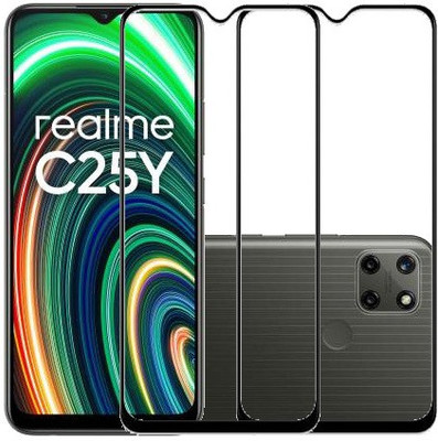 AARERED Edge To Edge Tempered Glass for Realme C25Y(Pack of 2)