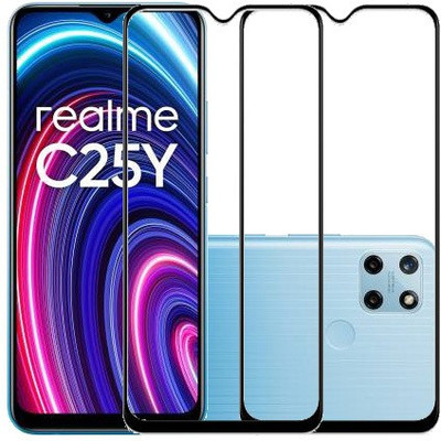 AARERED Edge To Edge Tempered Glass for Realme C25Y, realme C25Y(Pack of 2)