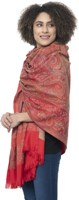 BE SWADESHI Polyester Wool Blend Self Design Women Shawl(Red)
