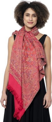 WEAVERS VILLA Polyester Wool Blend Woven, Paisley Women Shawl(Pink)