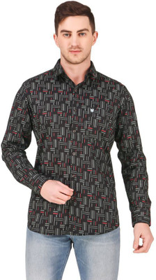 dzazner Men Printed Formal Black Shirt