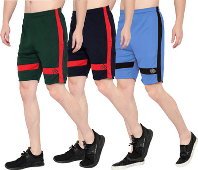 Zonecart Color Block Men Green, Black, Blue Sports Shorts