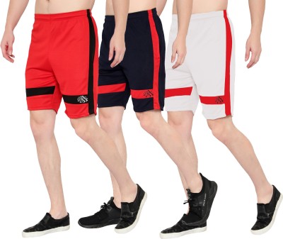 Zonecart Self Design Men Red, Black, White Regular Shorts