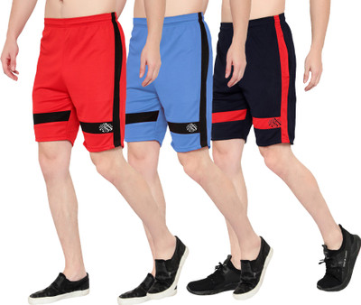 Zonecart Self Design Men Red, Blue, Black Regular Shorts