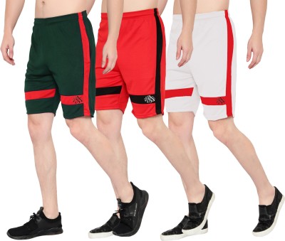 Zonecart Solid Men Green, Red, White Regular Shorts