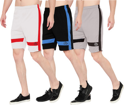 Zonecart Color Block Men White, Dark Blue, Grey Sports Shorts
