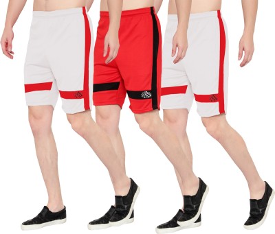 Zonecart Self Design Men White, Red, White Regular Shorts