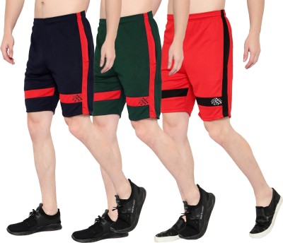 Zonecart Self Design Men Black, Green, Red Regular Shorts