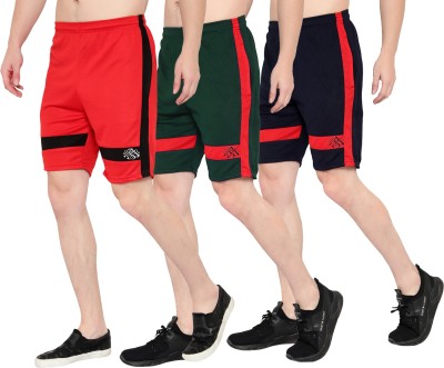 Zonecart Solid Men Red, Green, Black Regular Shorts