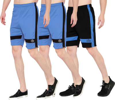 Zonecart Color Block Men Blue, Blue, Dark Blue Sports Shorts