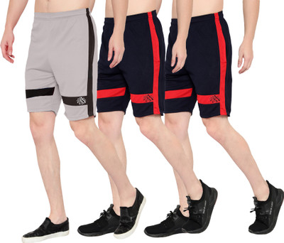 Zonecart Solid Men Grey, Black, Black Regular Shorts