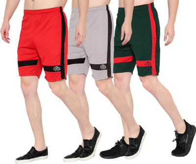 Zonecart Self Design Men Red, Grey, Green Regular Shorts
