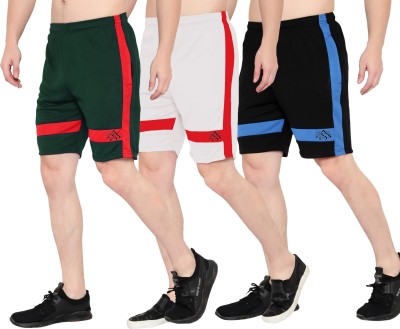 Zonecart Solid Men Green, White, Dark Blue Regular Shorts