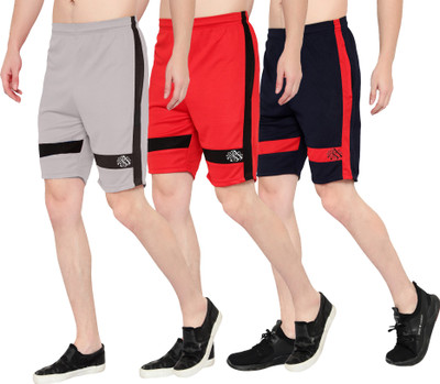 Zonecart Solid Men Grey, Red, Black Regular Shorts