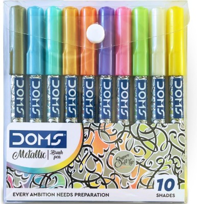 DOMS Metallic Brush Pens Thin Nib Sketch Pens(Set of 1, Multicolor)