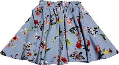 LAQ Floral Print Girls Gathered Multicolor Skirt