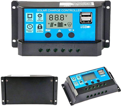HASTHIP 10A 12V/24V ABS Battery Regulator Dual USB LCD Display Pack of 1 PWM PWM Solar Charge Controller