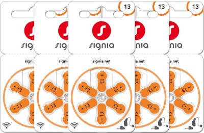 Signia Hearing Aid Battery 13- Pack of 30 Batteries 10966599-Hear.com Stethoscope Case(Orange)