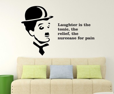 WALLDECORS 60.96 cm WALLDECOR CHARLIE CHAPLIN IMAGES WITH QUOTES Self Adhesive Sticker(Pack of 1)