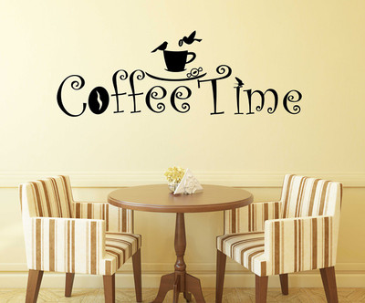 WALLDECORS 60.96 cm WALLDECOR COFFEE TIME IMAGE Self Adhesive Sticker(Pack of 1)