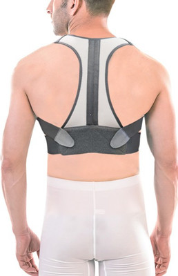 Hoopoes Premium Back Brace With Magnetic & Dual Steel Metallic Plate Support At Back Back / Lumbar Support(Grey)
