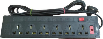 Skeisy WHITE EXTENSION BOARD WITH 6 SOCKET PLUS 6 SWITCH WITH ONE LED. 6 Socket Extension Boards (BLACK)(RED) 6  Socket Extension Boards(Black, 3 m)