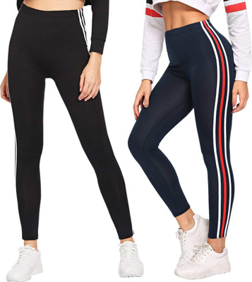 DTR FASHION Striped Women Black, Blue Tights