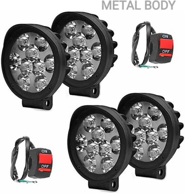 Schsteindar T9B HIGH QUALITY 4pcs ( METAL ) 9 Led Cap 15W Fog Light For All Bikes And Cars + 2pcs On/Off switch Fog Lamp Car, Motorbike, Van LED (12 V, 15 W)(Discover 100 DTS-i, Discover 150S DTS-i, Universal For Car, Pack of 6)
