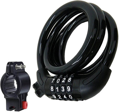 NSV Cyclocraft cycle lock, 4 Digit Resettable Combination Spiral Cable Number Lock Cycle Lock