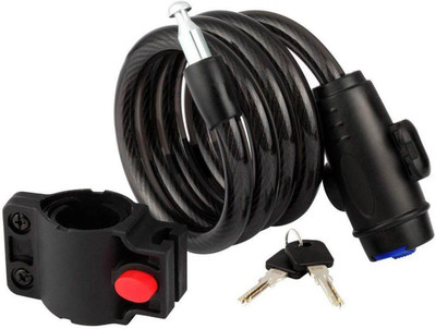 NSV Heavy Duty Multipurpose Spiral Cycle Bike Helmet 2 Keys Lock with Mounting Bracket Cycle Lock