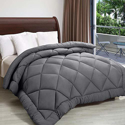 Linenovation Solid Single Comforter for  AC Room(Polyester, Grey)