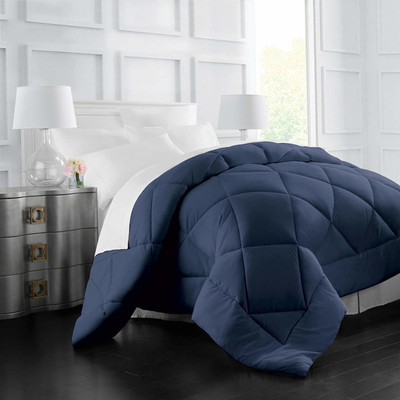Linenovation Solid Double Comforter for  AC Room(Polyester, Dark Blue)