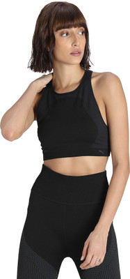PUMA Long Line Seamless Women Sports Lightly Padded Bra(Black)