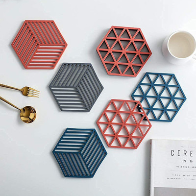 SHIDHMI Triangle Reversible PVC Coaster Set(Pack of 6)