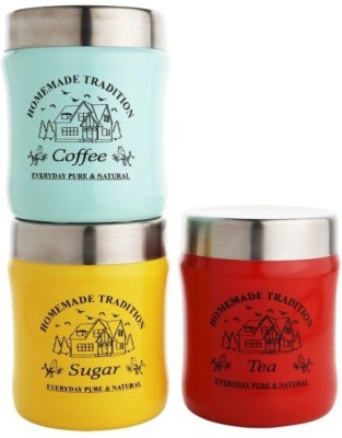 gmart Steel Tea Coffee & Sugar Container  - 750 ml(Pack of 3, Multicolor)