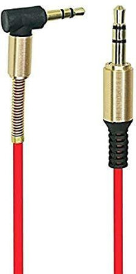 SANNO WORLD AUX Cable 1 m Male Aux Audio Jack to 3.5mm Male Spring Aux Cable with Mic 1 Mtr. Cable Cord Compatible with All Smartphones, Tablets & Mp3 Player, Sync and Charge Cable(Compatible with Mobile, Red)
