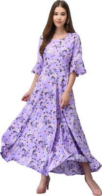Raabta Fashion Women Gown Purple Maxi/Full Length Dress