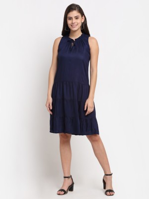 BRINNS Women Fit and Flare Blue Dress