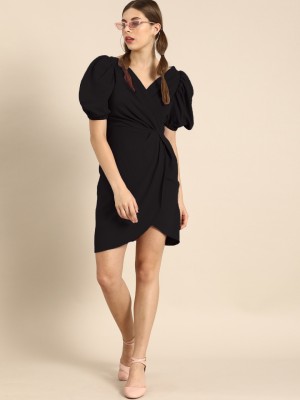 Shivay Style Women Wrap Black Dress