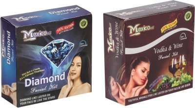 Mexico Diamond & Wine ComboGlow Fairness Facial Kit | Enriched With Fruits Extracts | Herbal Facial Kit | Anti-oxidant & Radical | Smooth & Flexible Skin (Paraben & Sulfate Free)- 200 gm(2 x 100 g)