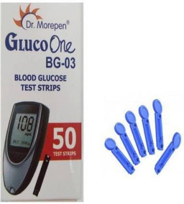 NoMed 50 Dr. Morepen BG03 Glucometer Strips and Glucometer Lancets(50)