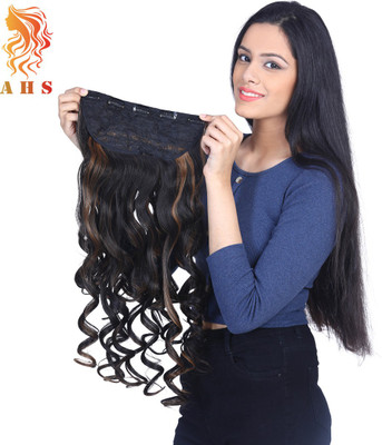 A H S curly Style Extension Long Honey Golden Highlights 24-26 Inch For Girls & Woman To Increase Instant Length And Volume High Density Clip  Hair Extension