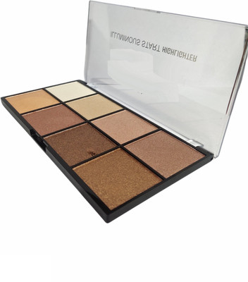 MYEONG PROFESSIONAL 8 MULTI-COLORED PRESSED SHIMMERY SHINY HIGHLIGHTER & BRONZING PALETTE Highlighter(MULTI-COLOR)