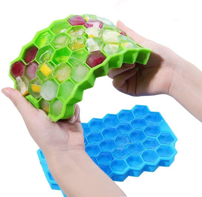 ProCleve 2 Pc Ice Cube Tray Hexagonal Flexible BPA Free-Chocolate Kitchen Baking Moulds Multicolor Silicone Ice Cube Tray(Pack of2)