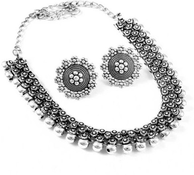 Vintage Jewelery Brass Black Silver Silver Jewellery Set(Pack of 1)