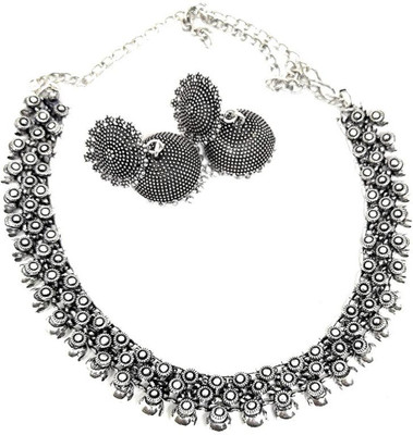 Vintage Jewelery Brass Black Silver Silver Jewellery Set(Pack of 1)