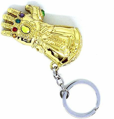 RVM Toys Thanos Hand Keychain Gauntlet Power Stone Golden Metal Key Chain for Men Women Kids Car Bike Key Ring Key Chain
