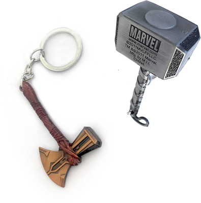 AGTraders Combo Pack Of Thor Premium Metal Axe And Thor Premium Metal Hammer Key Chain