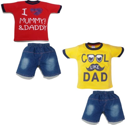 Jusfab Baby Boys & Baby Girls Casual T-shirt Shorts(Multicolor)